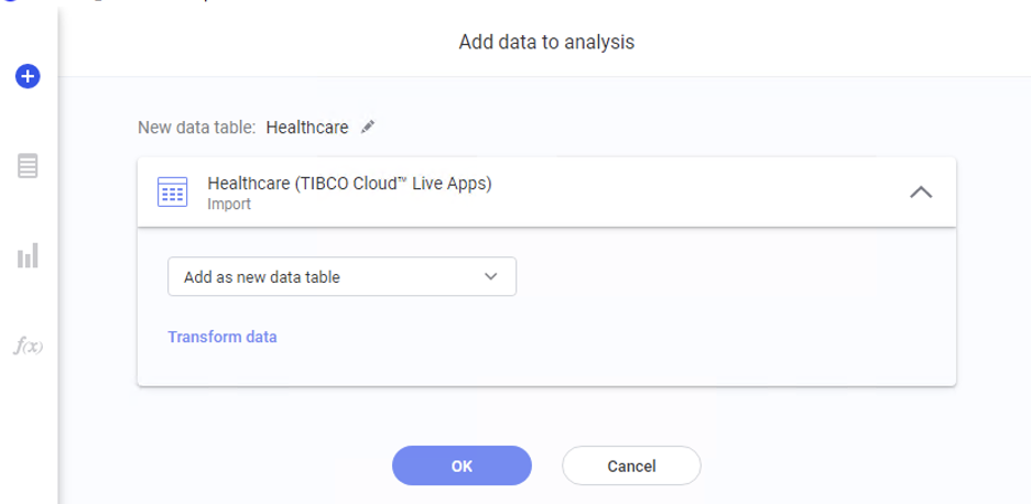 healthcare spotfire transform liveapp table