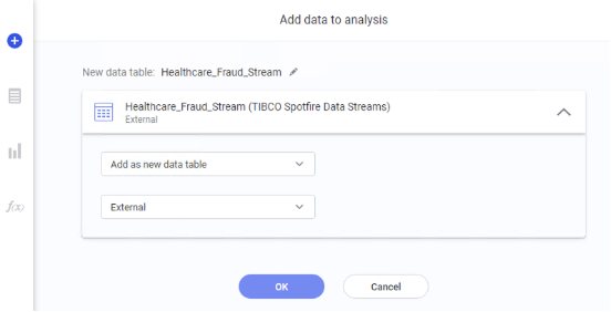 healthcare spotfire data stream import table